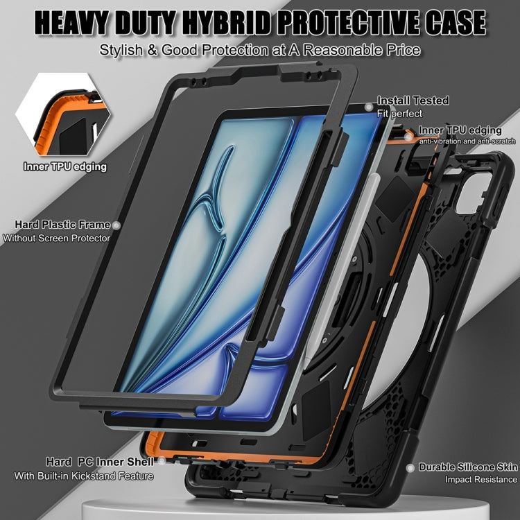 Rotatable Holder Silicone Hybrid PC Tablet Case with Shoulder Strap, For iPad Air 13 2026 / 2025 / 2024, For iPad Air 11 2026 / 2025 / 2024, For iPad Pro 13 2025 / 2024, For iPad Pro 11 2025 / 2024