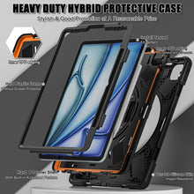 Load image into Gallery viewer, Rotatable Holder Silicone Hybrid PC Tablet Case with Shoulder Strap, For iPad Air 13 2026 / 2025 / 2024, For iPad Air 11 2026 / 2025 / 2024, For iPad Pro 13 2025 / 2024, For iPad Pro 11 2025 / 2024