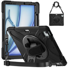 Load image into Gallery viewer, Rotatable Holder Silicone Hybrid PC Tablet Case with Shoulder Strap, For iPad Air 13 2026 / 2025 / 2024, For iPad Air 11 2026 / 2025 / 2024, For iPad Pro 13 2025 / 2024, For iPad Pro 11 2025 / 2024