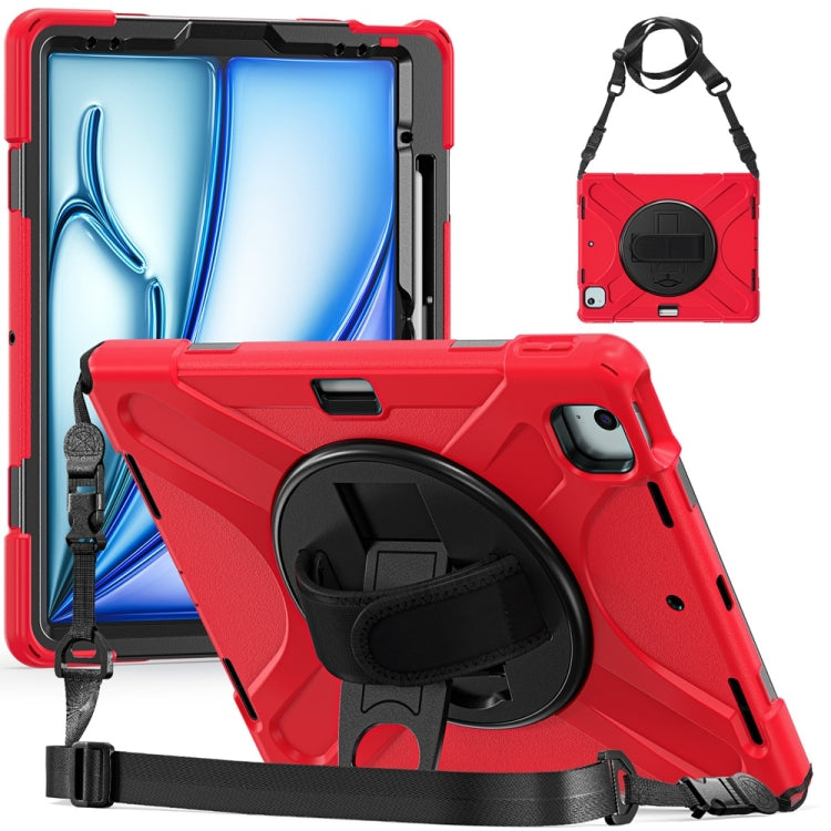 Rotatable Holder Silicone Hybrid PC Tablet Case with Shoulder Strap, For iPad Air 13 2026 / 2025 / 2024, For iPad Air 11 2026 / 2025 / 2024, For iPad Pro 13 2025 / 2024, For iPad Pro 11 2025 / 2024
