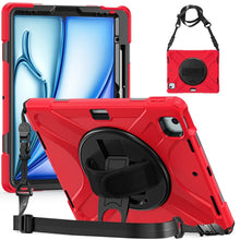 Load image into Gallery viewer, Rotatable Holder Silicone Hybrid PC Tablet Case with Shoulder Strap, For iPad Air 13 2026 / 2025 / 2024, For iPad Air 11 2026 / 2025 / 2024, For iPad Pro 13 2025 / 2024, For iPad Pro 11 2025 / 2024