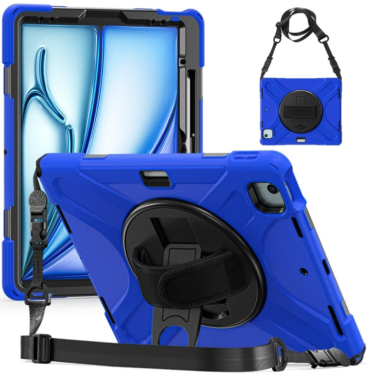 Rotatable Holder Silicone Hybrid PC Tablet Case with Shoulder Strap, For iPad Air 13 2026 / 2025 / 2024, For iPad Air 11 2026 / 2025 / 2024, For iPad Pro 13 2025 / 2024, For iPad Pro 11 2025 / 2024