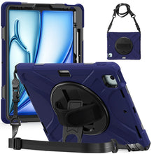 Load image into Gallery viewer, Rotatable Holder Silicone Hybrid PC Tablet Case with Shoulder Strap, For iPad Air 13 2026 / 2025 / 2024, For iPad Air 11 2026 / 2025 / 2024, For iPad Pro 13 2025 / 2024, For iPad Pro 11 2025 / 2024