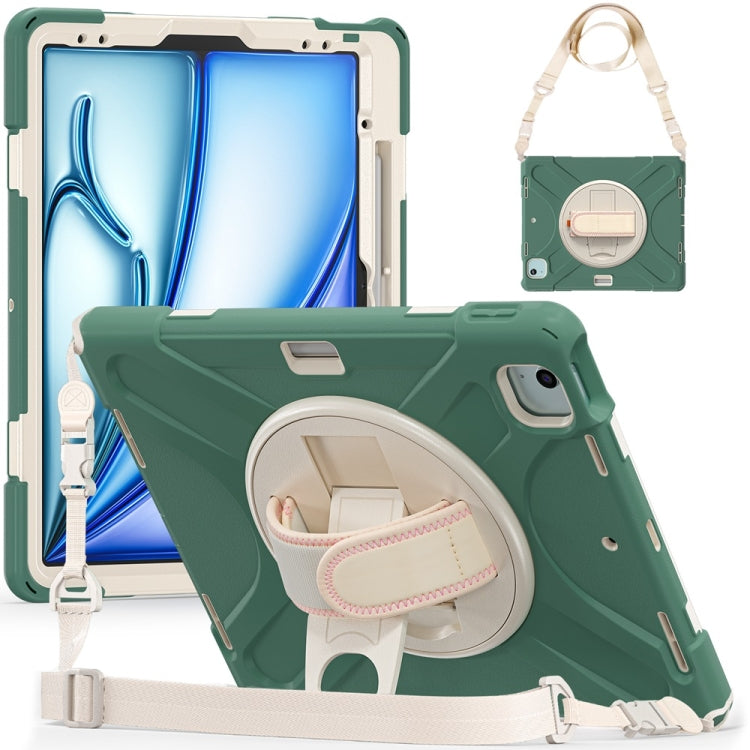 Rotatable Holder Silicone Hybrid PC Tablet Case with Shoulder Strap, For iPad Air 13 2026 / 2025 / 2024, For iPad Air 11 2026 / 2025 / 2024, For iPad Pro 13 2025 / 2024, For iPad Pro 11 2025 / 2024