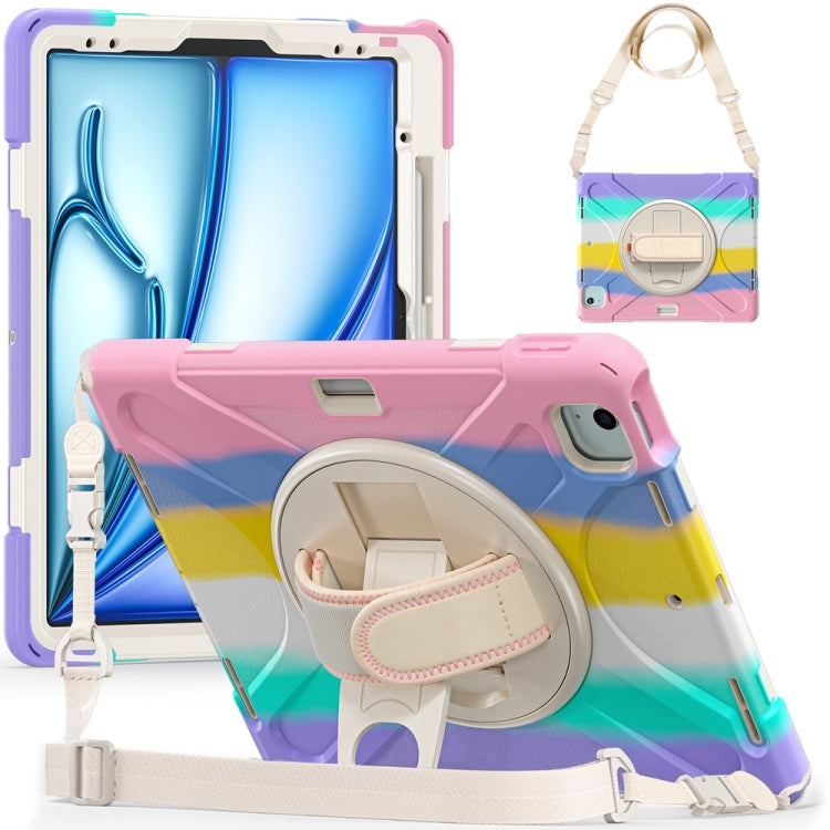 Rotatable Holder Silicone Hybrid PC Tablet Case with Shoulder Strap, For iPad Air 13 2026 / 2025 / 2024, For iPad Air 11 2026 / 2025 / 2024, For iPad Pro 13 2025 / 2024, For iPad Pro 11 2025 / 2024
