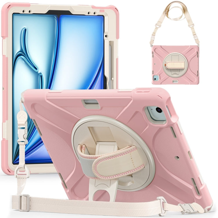 Rotatable Holder Silicone Hybrid PC Tablet Case with Shoulder Strap, For iPad Air 13 2026 / 2025 / 2024, For iPad Air 11 2026 / 2025 / 2024, For iPad Pro 13 2025 / 2024, For iPad Pro 11 2025 / 2024