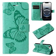 Load image into Gallery viewer, 3D Butterfly Embossed Pattern Flip Leather Phone Case, For iPhone 17e / 16e, For iPhone 16 Pro Max, For iPhone 16 Pro, For iPhone 16 Plus, For iPhone 16