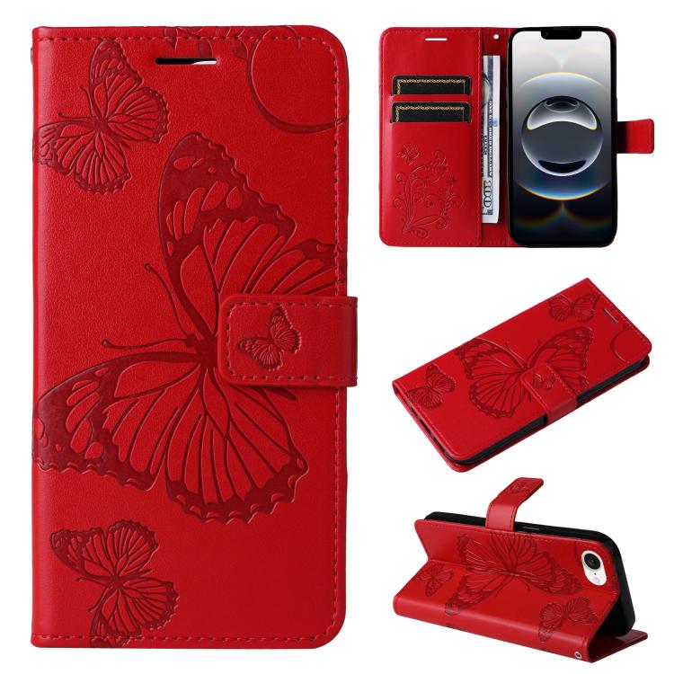 3D Butterfly Embossed Pattern Flip Leather Phone Case, For iPhone 17e / 16e, For iPhone 16 Pro Max, For iPhone 16 Pro, For iPhone 16 Plus, For iPhone 16