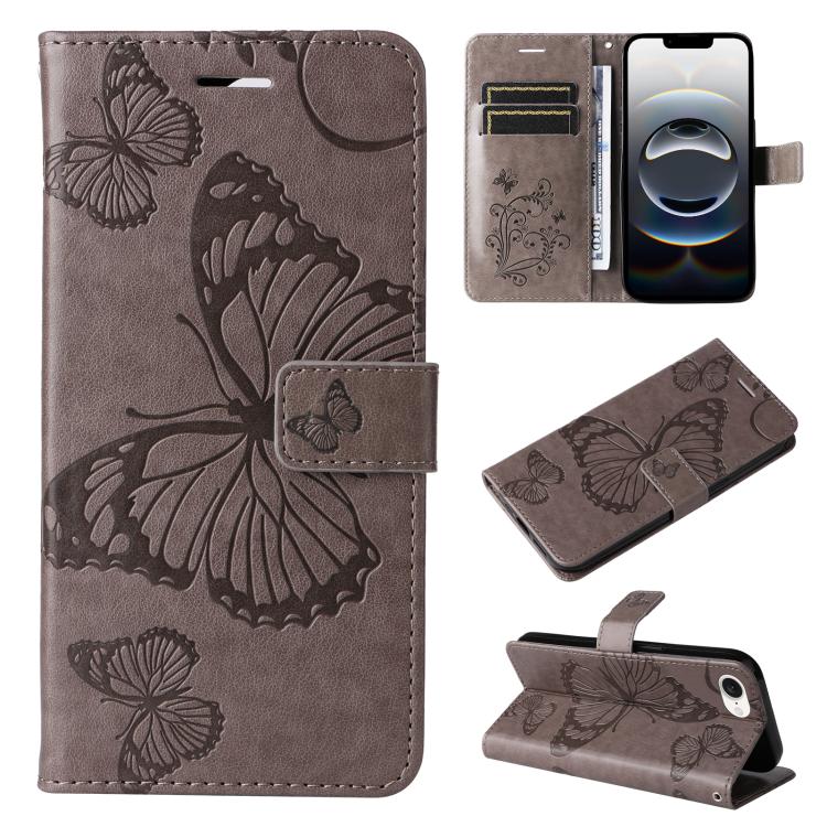 3D Butterfly Embossed Pattern Flip Leather Phone Case, For iPhone 17e / 16e, For iPhone 16 Pro Max, For iPhone 16 Pro, For iPhone 16 Plus, For iPhone 16