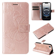 Load image into Gallery viewer, 3D Butterfly Embossed Pattern Flip Leather Phone Case, For iPhone 17e / 16e, For iPhone 16 Pro Max, For iPhone 16 Pro, For iPhone 16 Plus, For iPhone 16