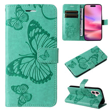 Load image into Gallery viewer, 3D Butterfly Embossed Pattern Flip Leather Phone Case, For iPhone 17e / 16e, For iPhone 16 Pro Max, For iPhone 16 Pro, For iPhone 16 Plus, For iPhone 16