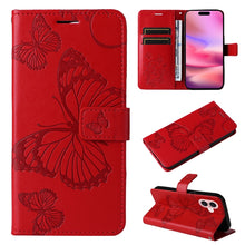 Load image into Gallery viewer, 3D Butterfly Embossed Pattern Flip Leather Phone Case, For iPhone 17e / 16e, For iPhone 16 Pro Max, For iPhone 16 Pro, For iPhone 16 Plus, For iPhone 16