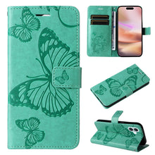 Load image into Gallery viewer, 3D Butterfly Embossed Pattern Flip Leather Phone Case, For iPhone 17e / 16e, For iPhone 16 Pro Max, For iPhone 16 Pro, For iPhone 16 Plus, For iPhone 16