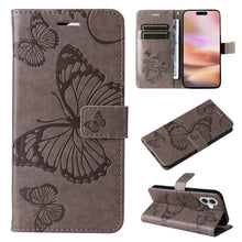 Load image into Gallery viewer, 3D Butterfly Embossed Pattern Flip Leather Phone Case, For iPhone 17e / 16e, For iPhone 16 Pro Max, For iPhone 16 Pro, For iPhone 16 Plus, For iPhone 16