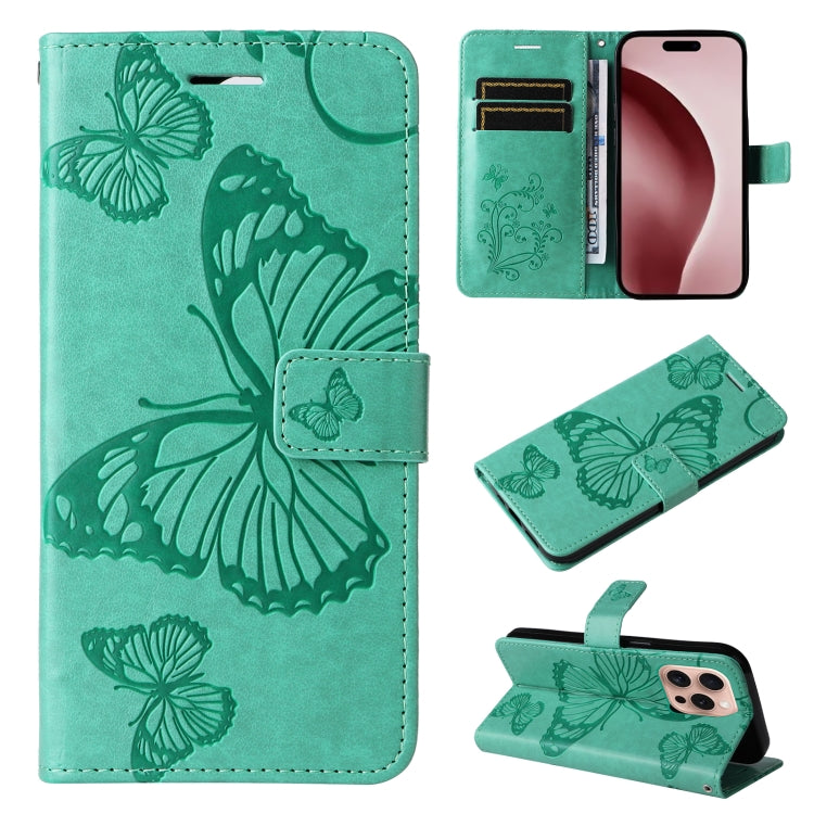 3D Butterfly Embossed Pattern Flip Leather Phone Case, For iPhone 17e / 16e, For iPhone 16 Pro Max, For iPhone 16 Pro, For iPhone 16 Plus, For iPhone 16