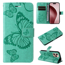 Load image into Gallery viewer, 3D Butterfly Embossed Pattern Flip Leather Phone Case, For iPhone 17e / 16e, For iPhone 16 Pro Max, For iPhone 16 Pro, For iPhone 16 Plus, For iPhone 16