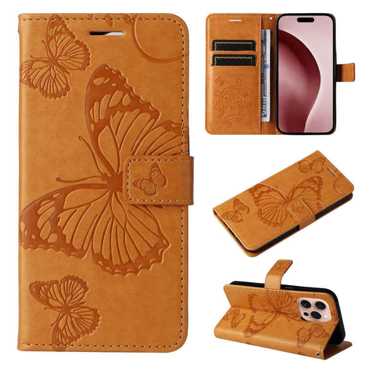 3D Butterfly Embossed Pattern Flip Leather Phone Case, For iPhone 17e / 16e, For iPhone 16 Pro Max, For iPhone 16 Pro, For iPhone 16 Plus, For iPhone 16
