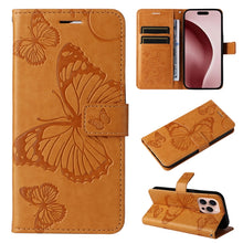 Load image into Gallery viewer, 3D Butterfly Embossed Pattern Flip Leather Phone Case, For iPhone 17e / 16e, For iPhone 16 Pro Max, For iPhone 16 Pro, For iPhone 16 Plus, For iPhone 16