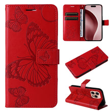 Load image into Gallery viewer, 3D Butterfly Embossed Pattern Flip Leather Phone Case, For iPhone 17e / 16e, For iPhone 16 Pro Max, For iPhone 16 Pro, For iPhone 16 Plus, For iPhone 16