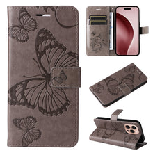 Load image into Gallery viewer, 3D Butterfly Embossed Pattern Flip Leather Phone Case, For iPhone 17e / 16e, For iPhone 16 Pro Max, For iPhone 16 Pro, For iPhone 16 Plus, For iPhone 16