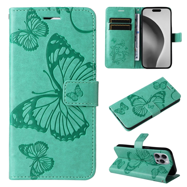 3D Butterfly Embossed Pattern Flip Leather Phone Case, For iPhone 17e / 16e, For iPhone 16 Pro Max, For iPhone 16 Pro, For iPhone 16 Plus, For iPhone 16