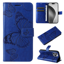 Load image into Gallery viewer, 3D Butterfly Embossed Pattern Flip Leather Phone Case, For iPhone 17e / 16e, For iPhone 16 Pro Max, For iPhone 16 Pro, For iPhone 16 Plus, For iPhone 16