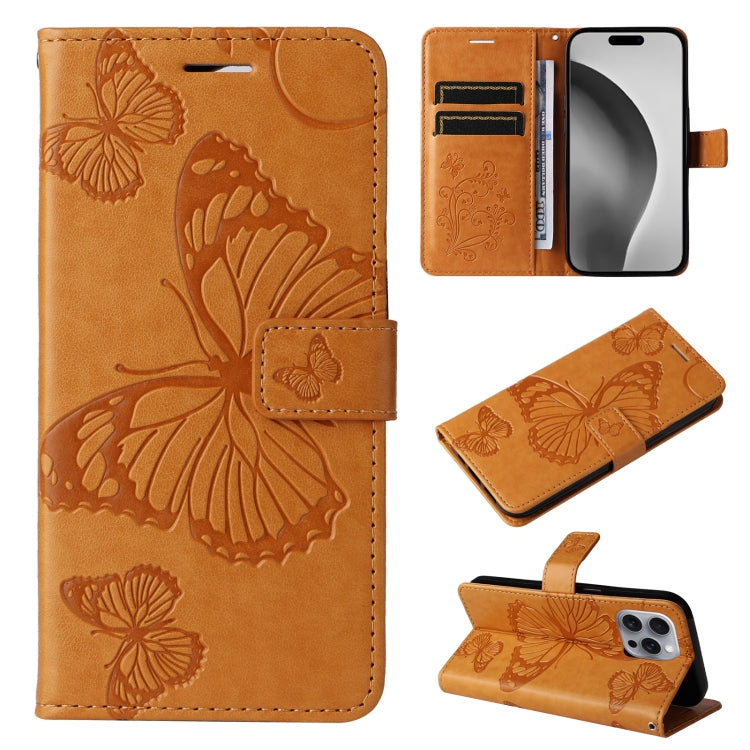 3D Butterfly Embossed Pattern Flip Leather Phone Case, For iPhone 17e / 16e, For iPhone 16 Pro Max, For iPhone 16 Pro, For iPhone 16 Plus, For iPhone 16