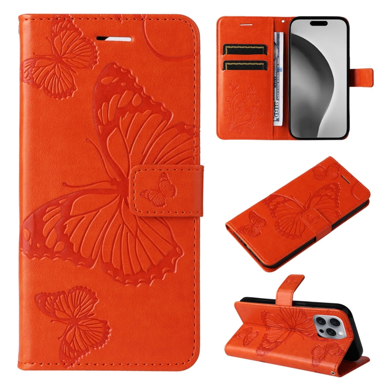 3D Butterfly Embossed Pattern Flip Leather Phone Case, For iPhone 17e / 16e, For iPhone 16 Pro Max, For iPhone 16 Pro, For iPhone 16 Plus, For iPhone 16