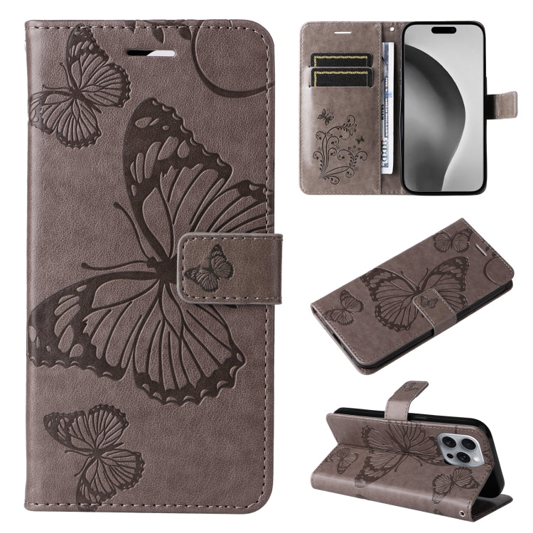 3D Butterfly Embossed Pattern Flip Leather Phone Case, For iPhone 17e / 16e, For iPhone 16 Pro Max, For iPhone 16 Pro, For iPhone 16 Plus, For iPhone 16