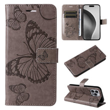 Load image into Gallery viewer, 3D Butterfly Embossed Pattern Flip Leather Phone Case, For iPhone 17e / 16e, For iPhone 16 Pro Max, For iPhone 16 Pro, For iPhone 16 Plus, For iPhone 16
