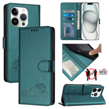 Load image into Gallery viewer, Cat Rat Embossed Pattern RFID Leather Phone Case with Lanyard, For iPhone 17 Pro Max, For iPhone 17 Pro, For iPhone 17, For iPhone Air, For iPhone SE 2024, For iPhone 15 Pro Max, For iPhone 15 Pro, For iPhone 15 Plus