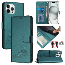 Load image into Gallery viewer, Cat Rat Embossed Pattern RFID Leather Phone Case with Lanyard, For iPhone 13 mini, For iPhone 12/12 Pro, For iPhone 12 Pro Max, For iPhone 12 mini, For iPhone 11 Pro Max, For iPhone 11, For iPhone 11 Pro, For iPhone XS / X
