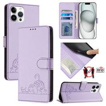 Load image into Gallery viewer, Cat Rat Embossed Pattern RFID Leather Phone Case with Lanyard, For iPhone 13 mini, For iPhone 12/12 Pro, For iPhone 12 Pro Max, For iPhone 12 mini, For iPhone 11 Pro Max, For iPhone 11, For iPhone 11 Pro, For iPhone XS / X