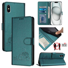 Load image into Gallery viewer, Cat Rat Embossed Pattern RFID Leather Phone Case with Lanyard, For iPhone 13 mini, For iPhone 12/12 Pro, For iPhone 12 Pro Max, For iPhone 12 mini, For iPhone 11 Pro Max, For iPhone 11, For iPhone 11 Pro, For iPhone XS / X