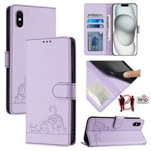 Load image into Gallery viewer, Cat Rat Embossed Pattern RFID Leather Phone Case with Lanyard, For iPhone 13 mini, For iPhone 12/12 Pro, For iPhone 12 Pro Max, For iPhone 12 mini, For iPhone 11 Pro Max, For iPhone 11, For iPhone 11 Pro, For iPhone XS / X