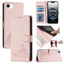 Load image into Gallery viewer, Cat Rat Embossed Pattern RFID Leather Phone Case with Lanyard, For iPhone 17 Pro Max, For iPhone 17 Pro, For iPhone 17, For iPhone Air, For iPhone SE 2024, For iPhone 15 Pro Max, For iPhone 15 Pro, For iPhone 15 Plus