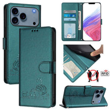 Load image into Gallery viewer, Cat Rat Embossed Pattern RFID Leather Phone Case with Lanyard, For iPhone 18 Pro / 17 Pro, For iPhone 18 Pro Max / 17 Pro Max, For iPhone 17, For iPhone Air, For iPhone 17e / 16e, For iPhone 15 Pro Max, For iPhone 15 Pro, For iPhone 15 Plus