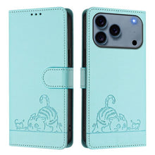 Load image into Gallery viewer, Cat Rat Embossed Pattern RFID Leather Phone Case with Lanyard, For iPhone 18 Pro / 17 Pro, For iPhone 18 Pro Max / 17 Pro Max, For iPhone 17, For iPhone Air, For iPhone 17e / 16e, For iPhone 15 Pro Max, For iPhone 15 Pro, For iPhone 15 Plus