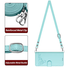 Load image into Gallery viewer, Cat Rat Embossed Pattern RFID Leather Phone Case with Lanyard, For iPhone 18 Pro / 17 Pro, For iPhone 18 Pro Max / 17 Pro Max, For iPhone 17, For iPhone Air, For iPhone 17e / 16e, For iPhone 15 Pro Max, For iPhone 15 Pro, For iPhone 15 Plus
