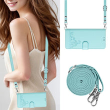 Load image into Gallery viewer, Cat Rat Embossed Pattern RFID Leather Phone Case with Lanyard, For iPhone 18 Pro / 17 Pro, For iPhone 18 Pro Max / 17 Pro Max, For iPhone 17, For iPhone Air, For iPhone 17e / 16e, For iPhone 15 Pro Max, For iPhone 15 Pro, For iPhone 15 Plus