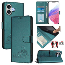 Load image into Gallery viewer, Cat Rat Embossed Pattern RFID Leather Phone Case with Lanyard, For iPhone 18 Pro / 17 Pro, For iPhone 18 Pro Max / 17 Pro Max, For iPhone 17, For iPhone Air, For iPhone 17e / 16e, For iPhone 15 Pro Max, For iPhone 15 Pro, For iPhone 15 Plus