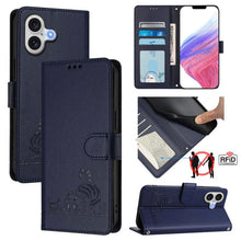 Load image into Gallery viewer, Cat Rat Embossed Pattern RFID Leather Phone Case with Lanyard, For iPhone 18 Pro / 17 Pro, For iPhone 18 Pro Max / 17 Pro Max, For iPhone 17, For iPhone Air, For iPhone 17e / 16e, For iPhone 15 Pro Max, For iPhone 15 Pro, For iPhone 15 Plus