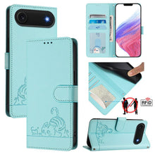 Load image into Gallery viewer, Cat Rat Embossed Pattern RFID Leather Phone Case with Lanyard, For iPhone 17 Pro Max, For iPhone 17 Pro, For iPhone 17, For iPhone Air, For iPhone SE 2024, For iPhone 15 Pro Max, For iPhone 15 Pro, For iPhone 15 Plus