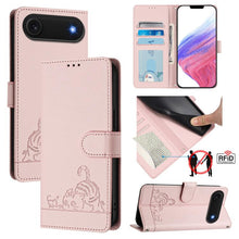 Load image into Gallery viewer, Cat Rat Embossed Pattern RFID Leather Phone Case with Lanyard, For iPhone 17 Pro Max, For iPhone 17 Pro, For iPhone 17, For iPhone Air, For iPhone SE 2024, For iPhone 15 Pro Max, For iPhone 15 Pro, For iPhone 15 Plus