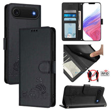 Load image into Gallery viewer, Cat Rat Embossed Pattern RFID Leather Phone Case with Lanyard, For iPhone 17 Pro Max, For iPhone 17 Pro, For iPhone 17, For iPhone Air, For iPhone SE 2024, For iPhone 15 Pro Max, For iPhone 15 Pro, For iPhone 15 Plus