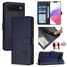 Load image into Gallery viewer, Cat Rat Embossed Pattern RFID Leather Phone Case with Lanyard, For iPhone 17 Pro Max, For iPhone 17 Pro, For iPhone 17, For iPhone Air, For iPhone SE 2024, For iPhone 15 Pro Max, For iPhone 15 Pro, For iPhone 15 Plus