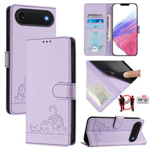 Load image into Gallery viewer, Cat Rat Embossed Pattern RFID Leather Phone Case with Lanyard, For iPhone 17 Pro Max, For iPhone 17 Pro, For iPhone 17, For iPhone Air, For iPhone SE 2024, For iPhone 15 Pro Max, For iPhone 15 Pro, For iPhone 15 Plus