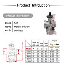 Load image into Gallery viewer, Universal Motorcycle Carburetor Carb Motor Carburetor, PWK33mm, PWK34mm, PWK35mm, PWK36mm, PWK38mm, PWK40mm, PWK42mm