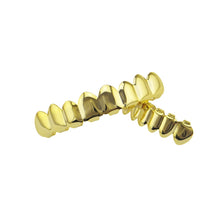 Load image into Gallery viewer, Hip Hop Accessories Gold Tooth Set Real Gold Plating Smooth Upper Eight Lower Six Denture Set