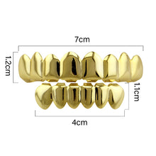 Load image into Gallery viewer, Hip Hop Accessories Gold Tooth Set Real Gold Plating Smooth Upper Eight Lower Six Denture Set